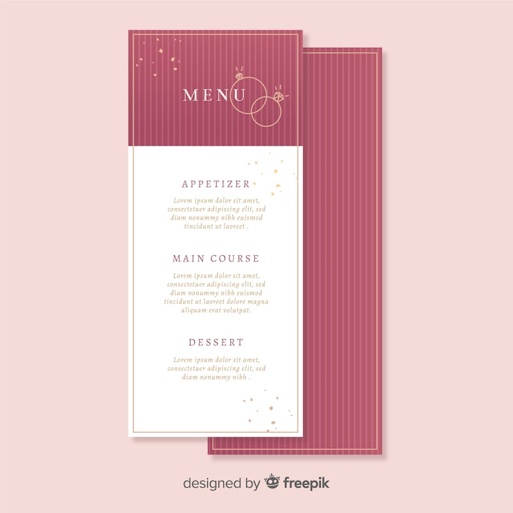 Vector Gratis striped wedding menu template