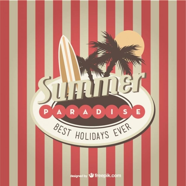 Vector Gratis stripes summer paradise background with palm trees