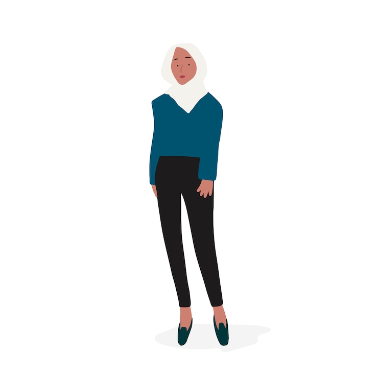 Vector Gratis strong muslim woman full body vector