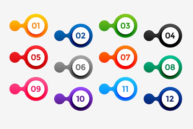 Vector Gratis stylish number bullet points in circular style