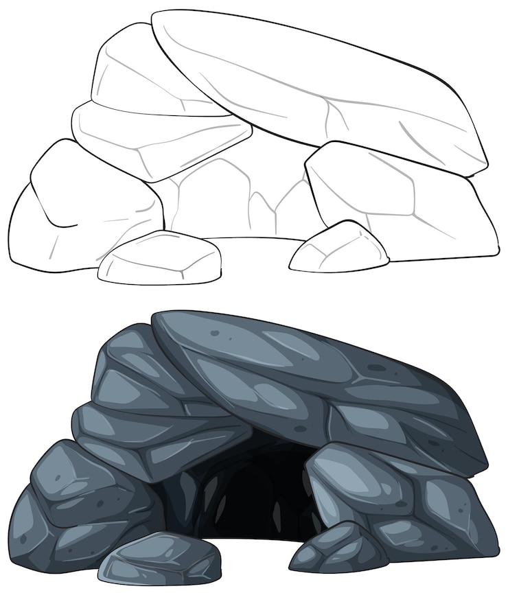 Vector Gratis stylized rock cave illustration