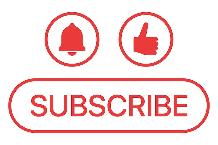 Vector Gratis subscribe outline button with notification and thumbs up