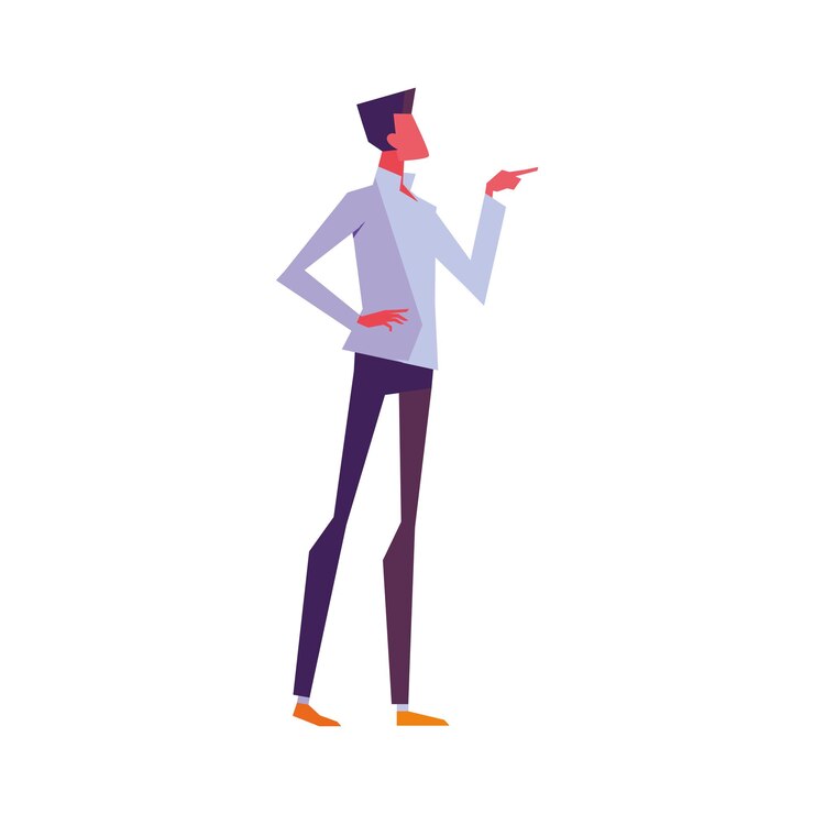 Vector Gratis successful man in suit pointing icon isolated