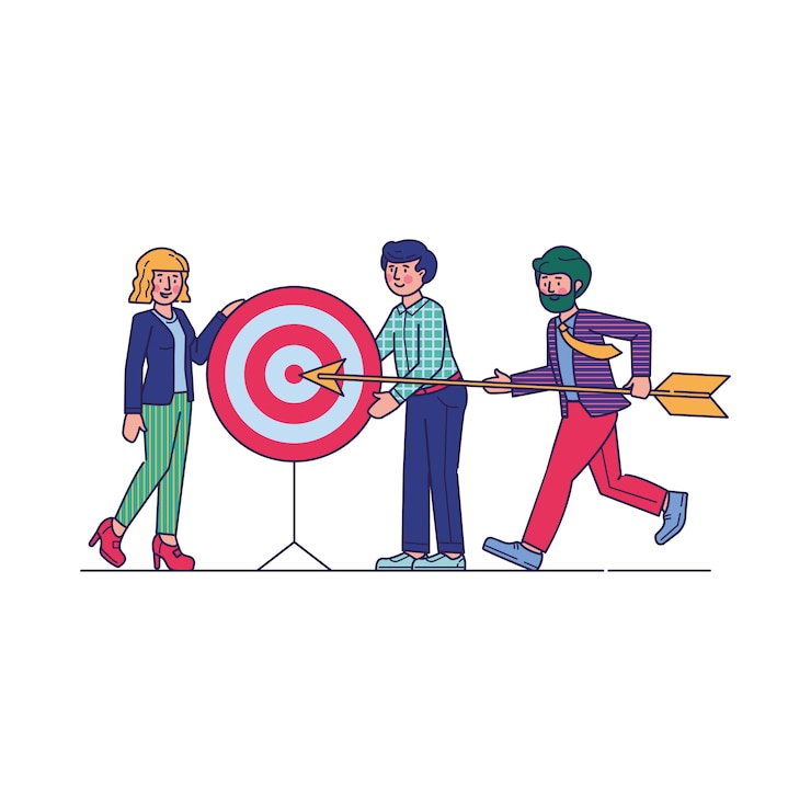Vector Gratis successful team carrying arrow to aim