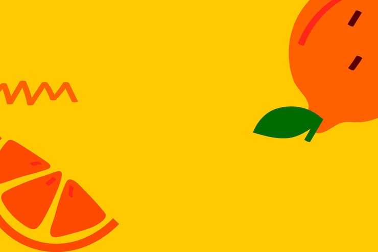 Vector Gratis sumber daya desain buah jeruk keprok dengan latar belakang kuning