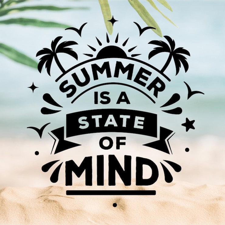 Vector Gratis summer lettering with blurred beach