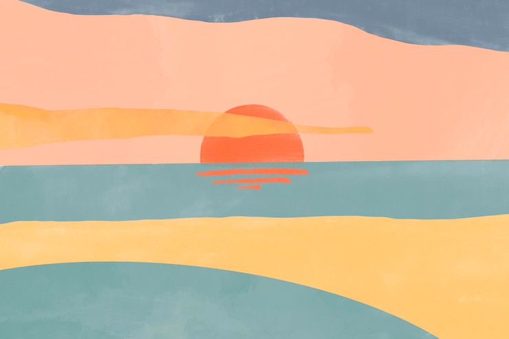 Vector Gratis summer sunset aesthetic background watercolor vector