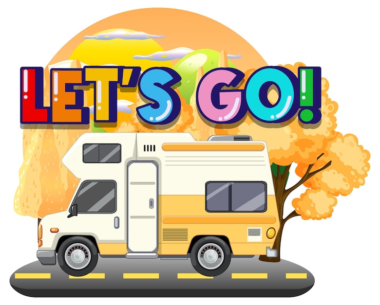 Vector Gratis summer travel vacation logo concept with motorhome