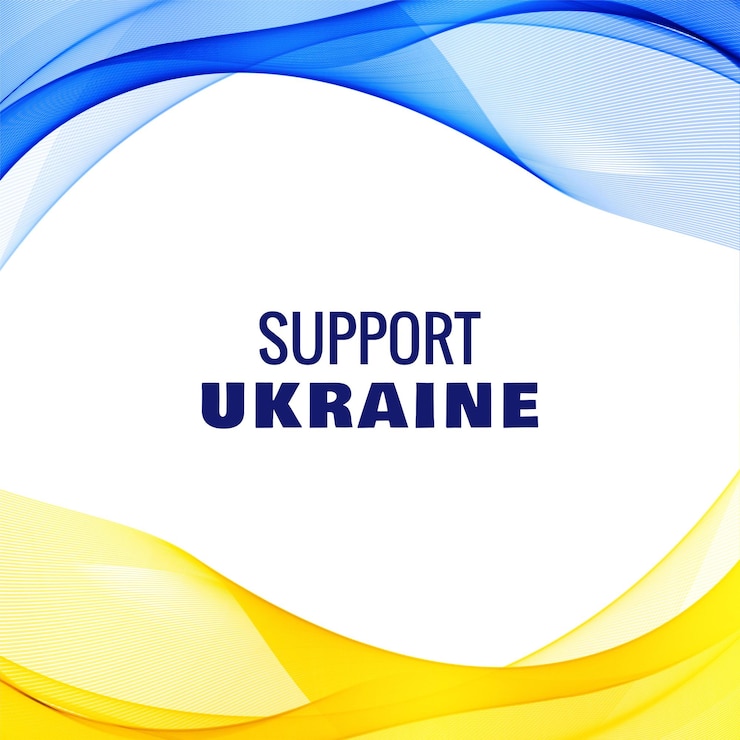 Vector Gratis support ukraine text modern wave flag theme background