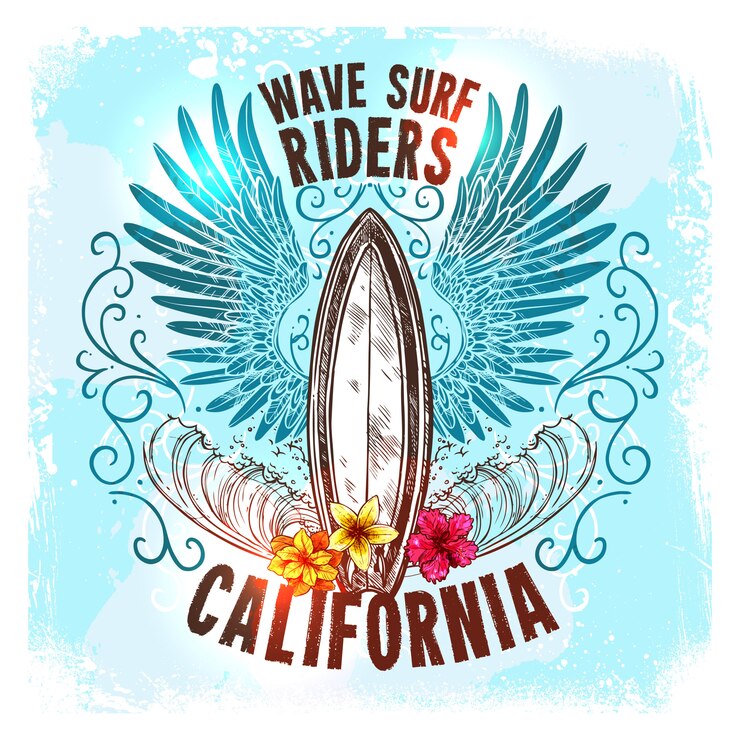 Vector Gratis surfing board label