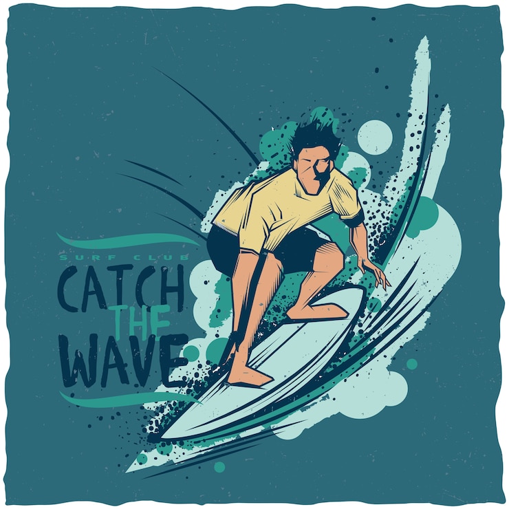 Vector Gratis surfing label design