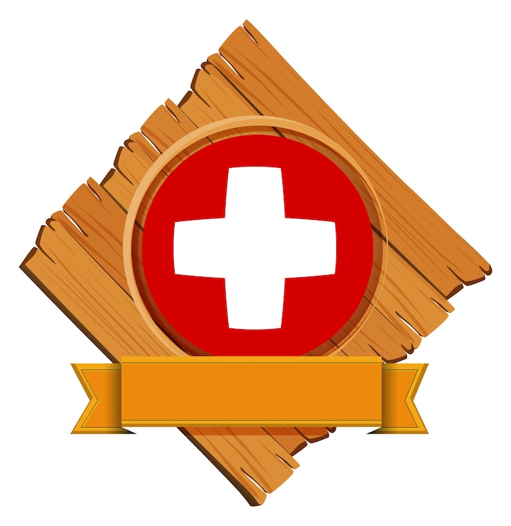 Vector Gratis swiss flag design on round badge with banner