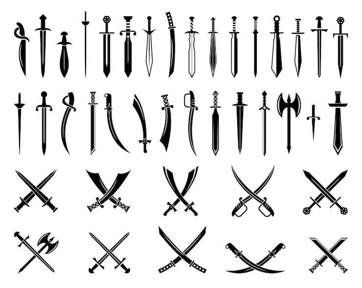Vector Gratis sword icons set