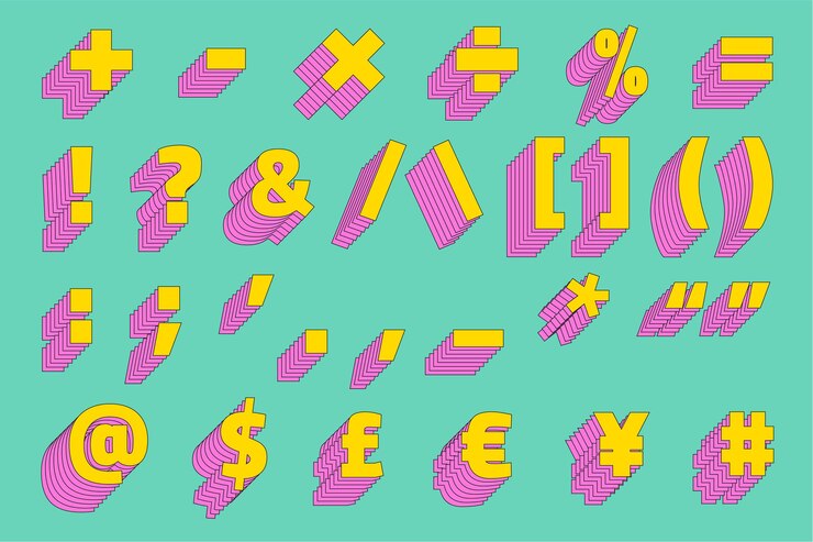Vector Gratis symbol set 3d vector stylized typeface