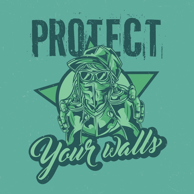 Vector Gratis t-shirt label design with illustration of street artist