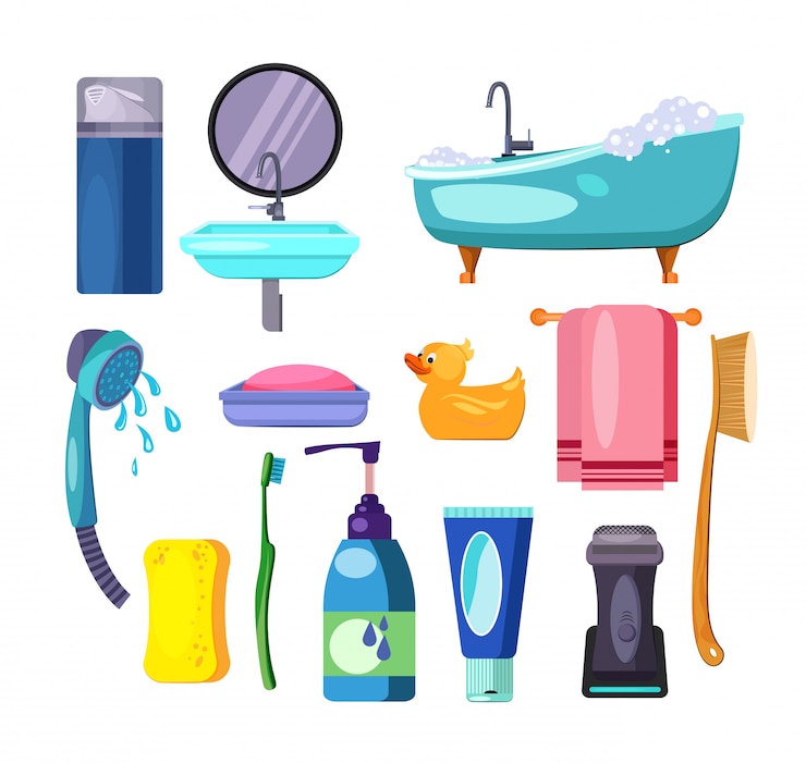 Vector Gratis taking bath set