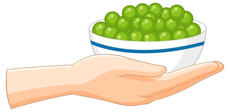 Vector Gratis tangan memegang mangkuk kacang polong hijau