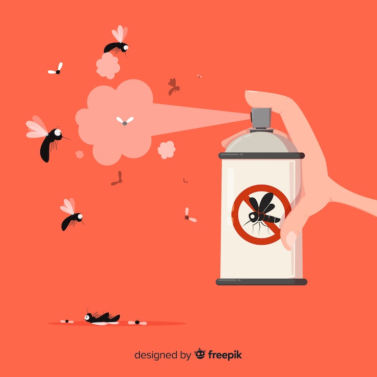 Vector Gratis tangan memegang semprotan nyamuk dalam gaya datar