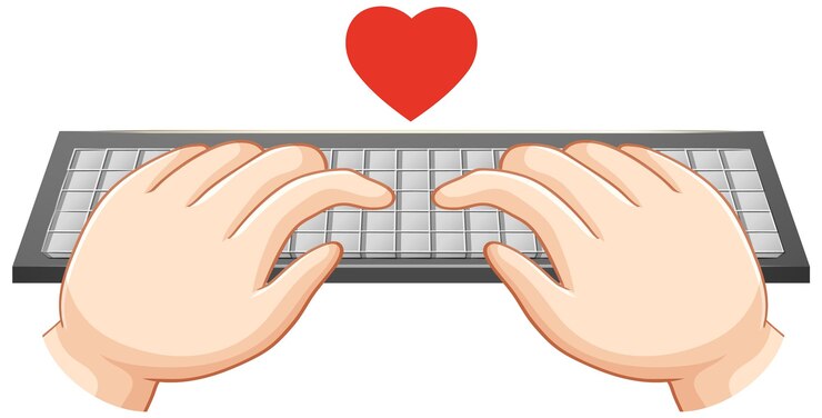 Vector Gratis tangan mengetik di keyboard komputer