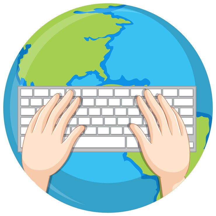 Vector Gratis tangan mengetik di keyboard komputer