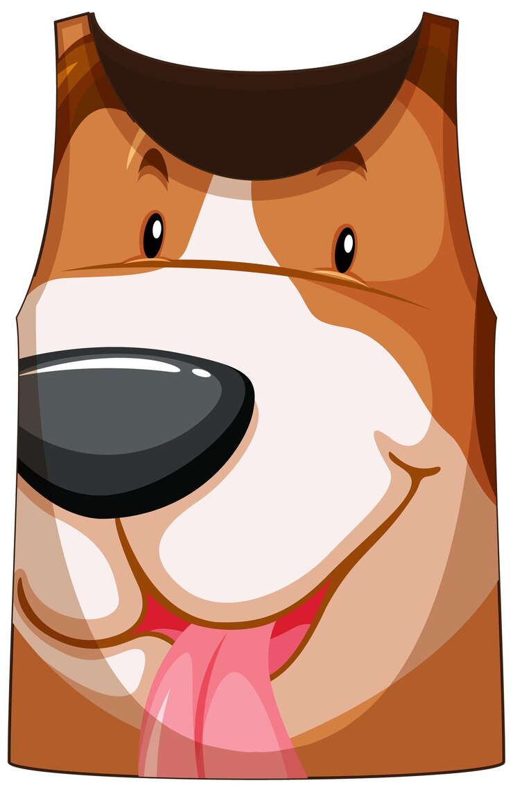 Vector Gratis tank top dengan gambar wajah anjing lucu