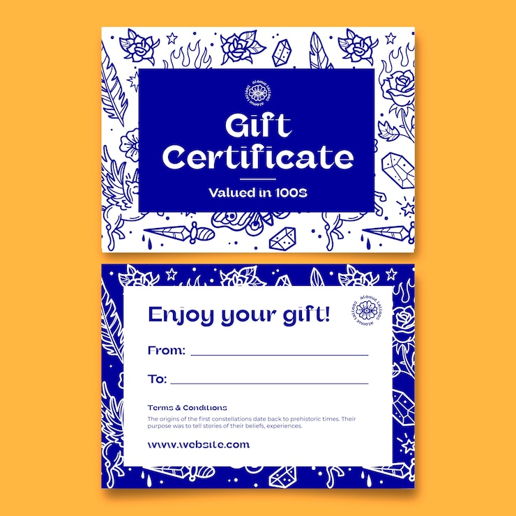 Vector Gratis tattoo studio gift certificate