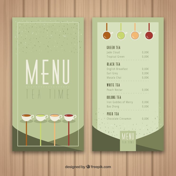Vector Gratis tea menu template
