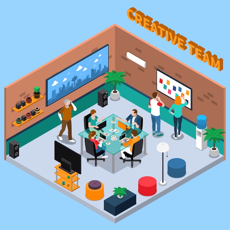 Vector Gratis team of creatives isometric illustration