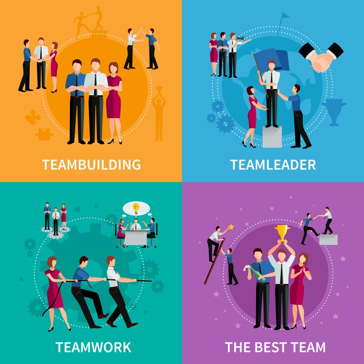 Vector Gratis teamwork 2x2 concept 