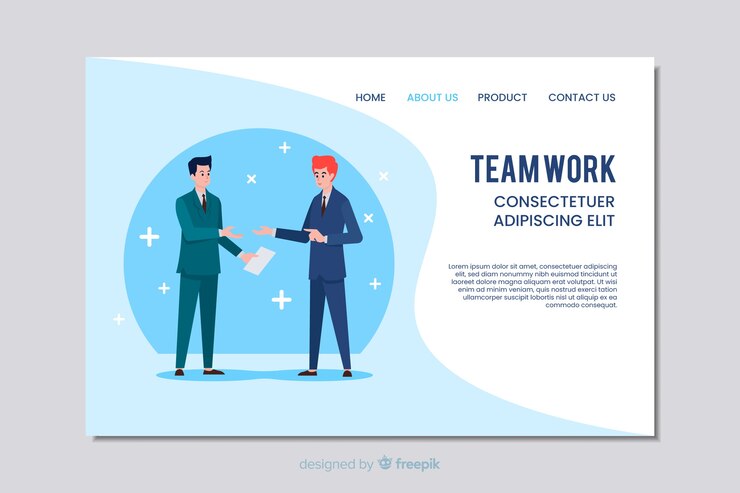 Vector Gratis teamwork business web template in flat design