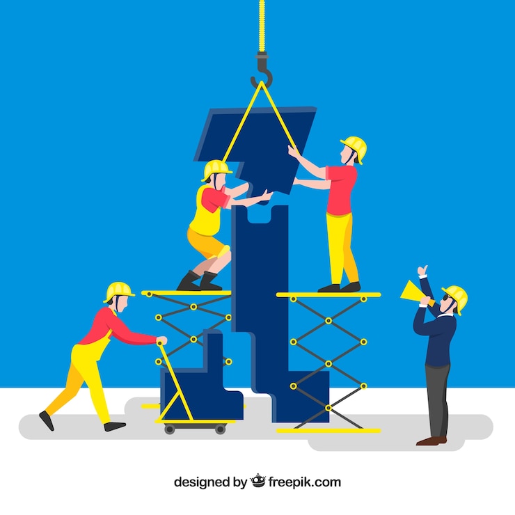 Vector Gratis teamwork concept with construction workers