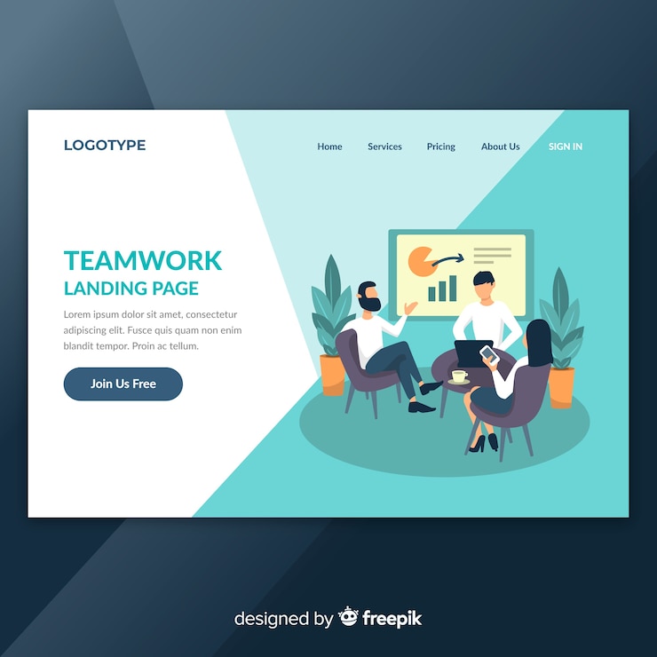 Vector Gratis teamwork landing page
