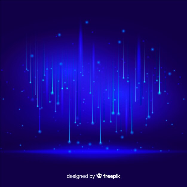 Technological particles falling blue background