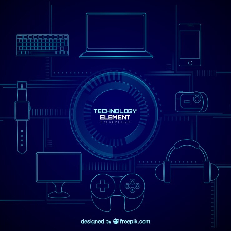 Vector Gratis technology elements background in flat style