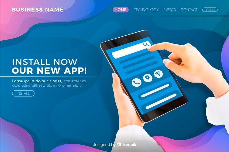 Vector Gratis technology landing page with photo