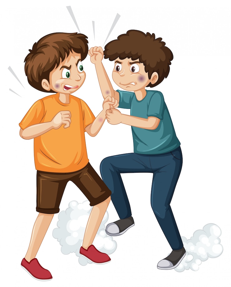Vector Gratis teen fighting on white background
