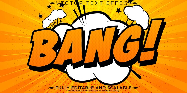 Vector Gratis teks bisa diedit efek bang gaya teks komik dan buku yang bisa diedit
