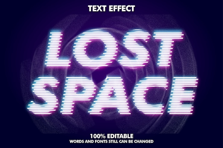 Vector Gratis teks ruang angkasa hilang, efek teks modern
