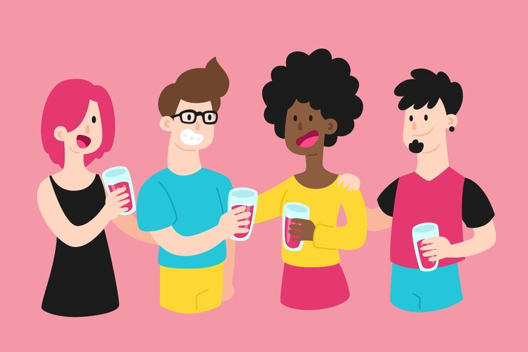 Vector Gratis teman-teman bersulang bersama