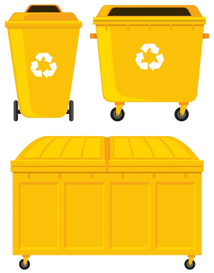 Vector Gratis tempat sampah dalam tiga desain berbeda