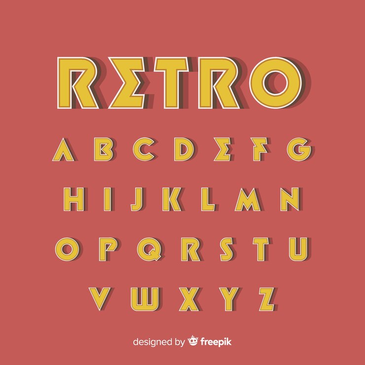 Vector Gratis templat alfabet dekoratif stytle retro