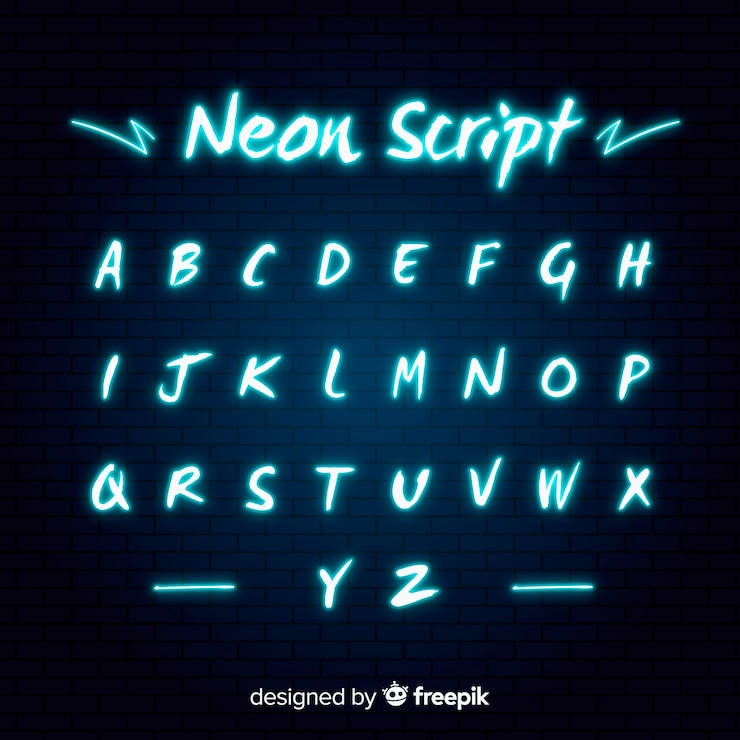 Vector Gratis templat alfabet neon