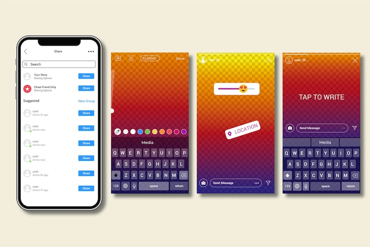 Vector Gratis templat antarmuka instagram stories