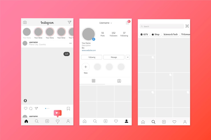 Vector Gratis templat antarmuka instagram stories