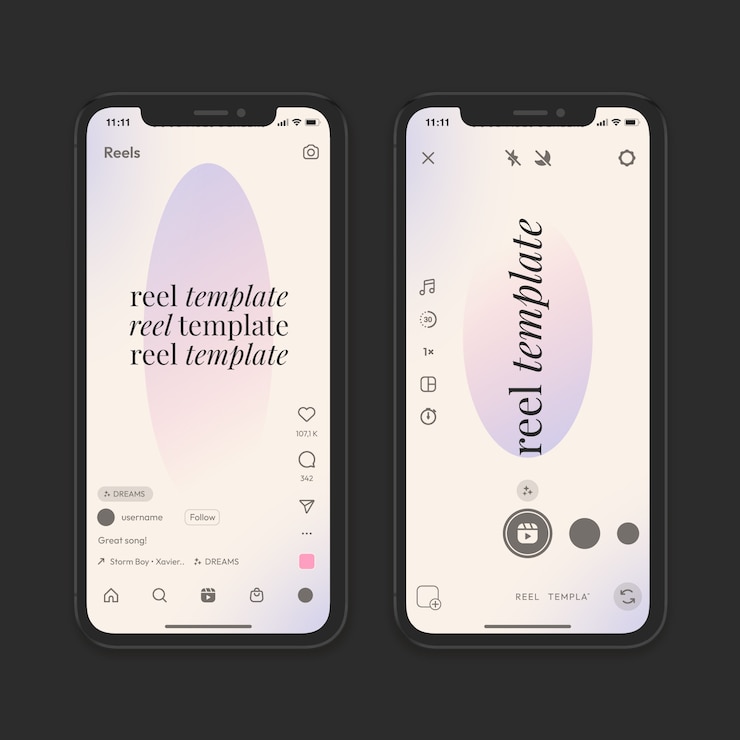 Vector Gratis templat antarmuka reels instagram gradien