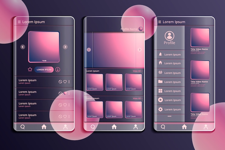 Vector Gratis templat aplikasi seluler glassmorphism gradien