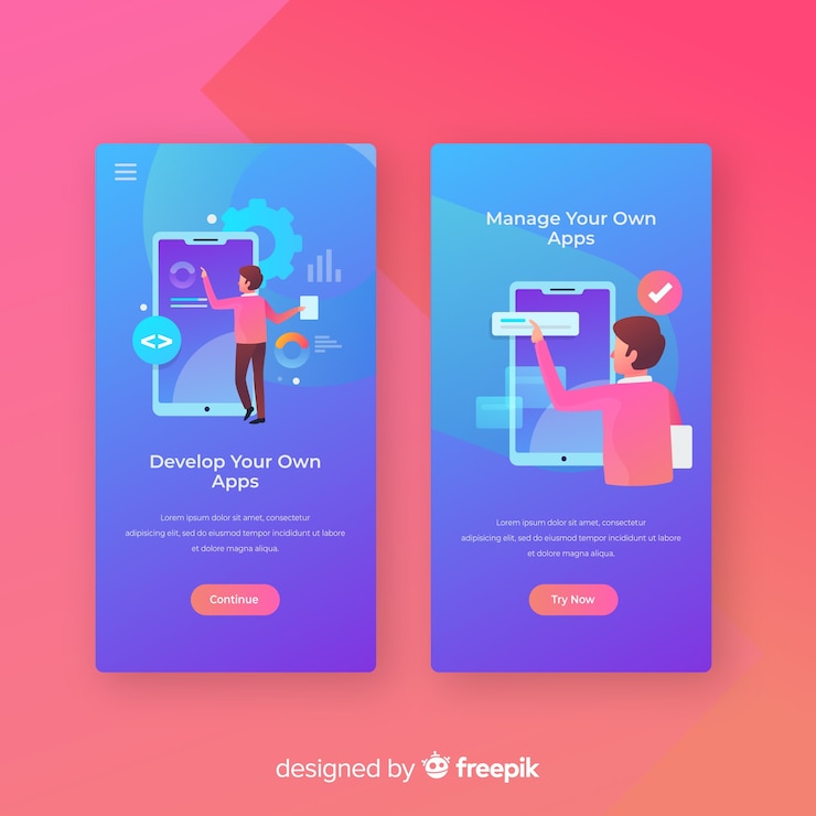 Vector Gratis templat banner aplikasi seluler digambar tangan