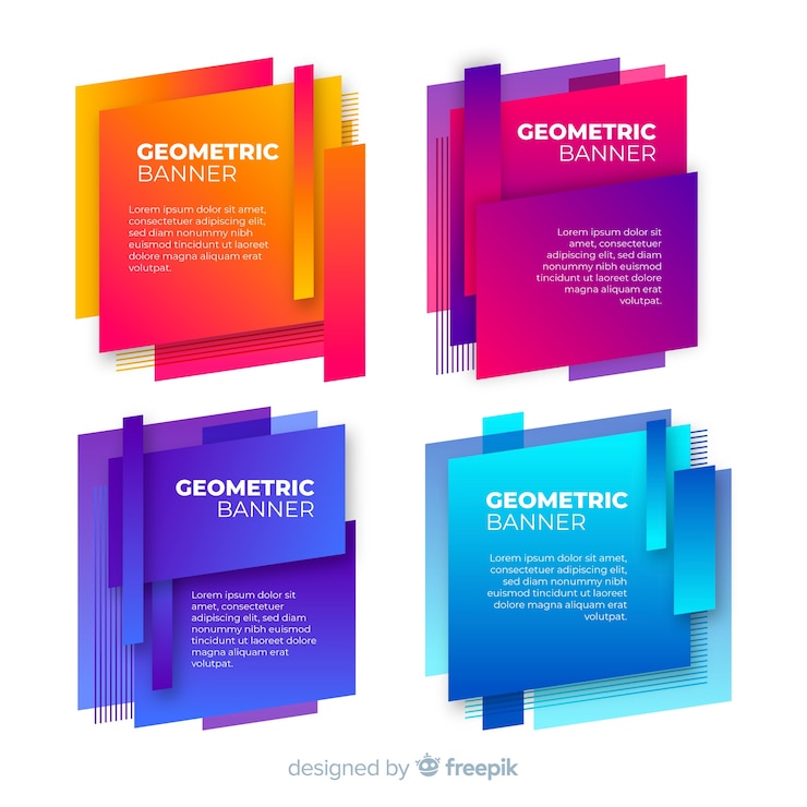 Vector Gratis templat banner geometris berwarna-warni