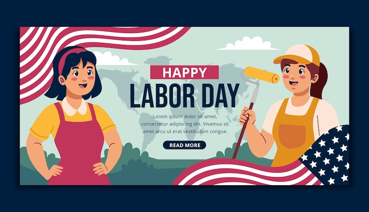 Vector Gratis templat banner horizontal datar untuk perayaan hari buruh