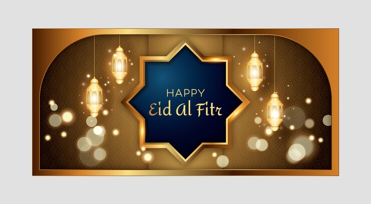 Vector Gratis templat banner horizontal idulfitri realistis